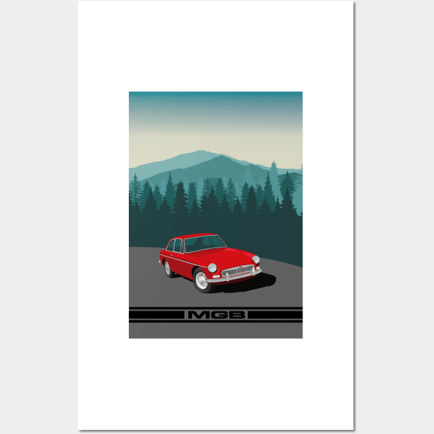 MGB GT Post-Card Style Poster Wall Art by NickShirrell